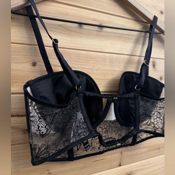 NWT Victorias Secret Size 34C Underwire Embroidered Metallic Push Up Bustier Bra - Picture 11 of 14